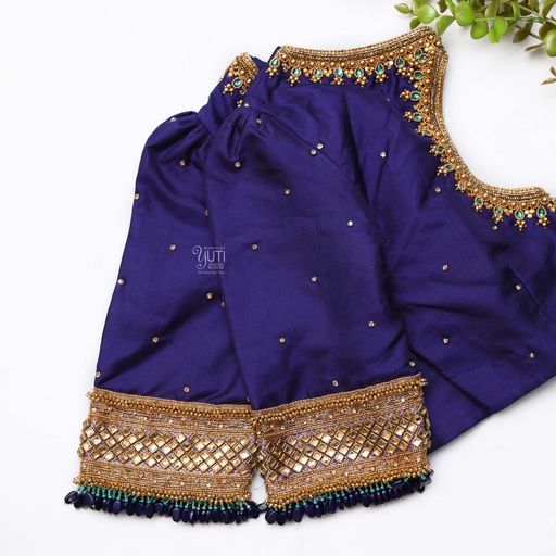 Blue embroidery bridal blouse