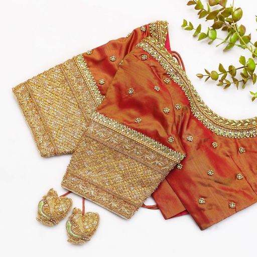 Introducing our stunning light brown embroidery bridal blouse!