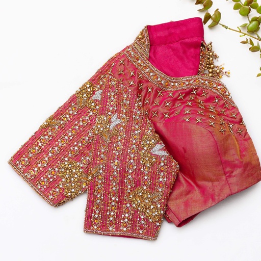 Red Brown embroidery bridal blouse