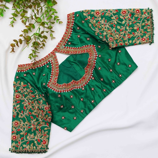 Beauty of this dark spring green bridal blouse