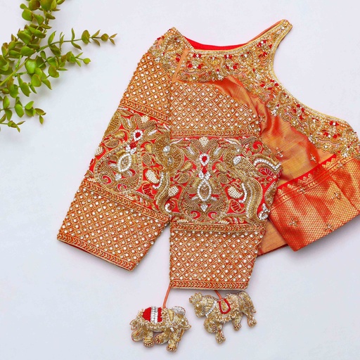 Embrace your inner flame with this vibrant Fiery Orange bridal blouse